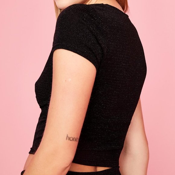 Dolls Kill Sugar Thrillz Sparkle Top Black Large - Picture 4 of 10